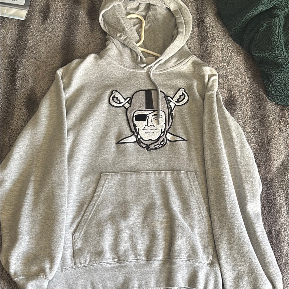 Gray Graphic Logo Hoodie Sweatshirt